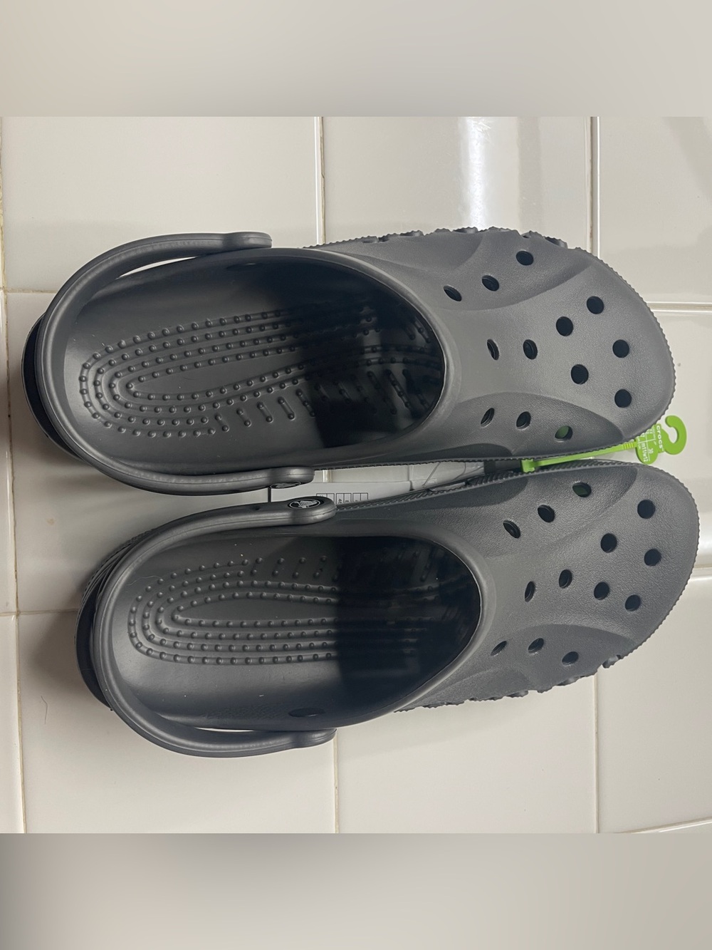 CROCS Classic Clog in Charcoal with Lime Accent